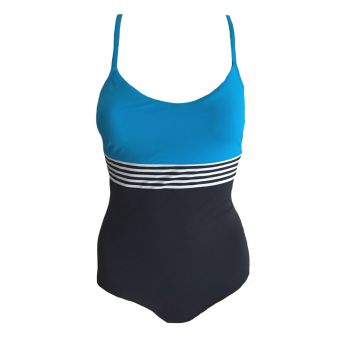 M&S Light Tummy Control Cross Back Striped Sporty Swimsuit