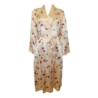 M&S Cream Long Length Satin Dressing Gown