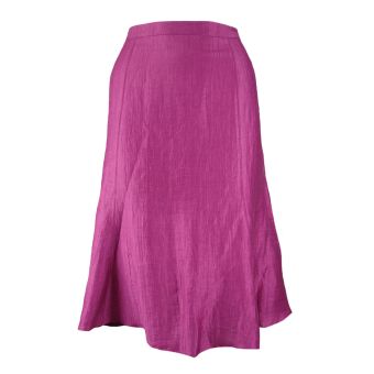 EASTEX Pink Crinkled Linen Blend A-Line Skirt