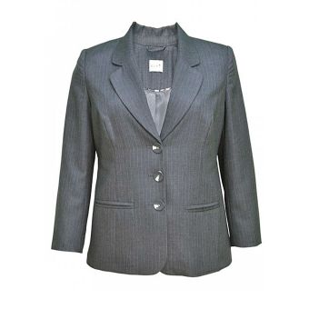 Elvi Grey Pinstripe Single Breasted Tailored Jacket / Suit Jacket