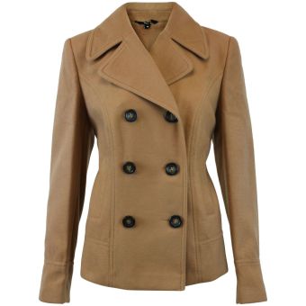 M&S Camel Double Breasted Jacket. Size 14