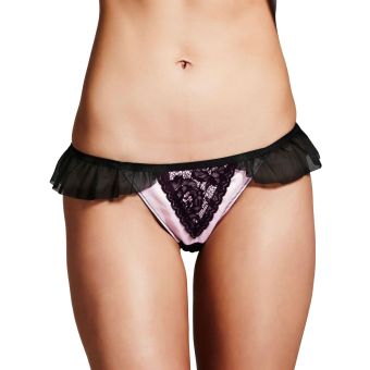 Ann Summers 'Unwrapped' Pink Satin Thong. Size 10