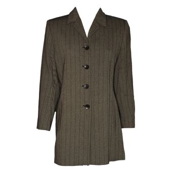 Viyella Khaki Brown Single Breasted Button-Through Long Length Jacket
