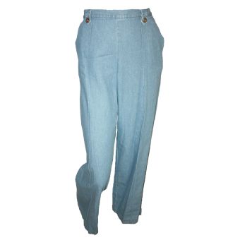 M&S Blue Stonewash Elasticated Waist Wide Leg Jeans