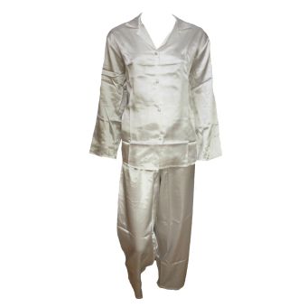 Marlon White Long Sleeved Satin Pyjamas. Size 14-16
