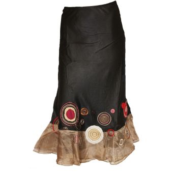 Planet Black Embroidered Circle Skirt