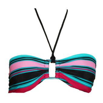Resort Striped Strapless / Halterneck Bikini Top. Size 10