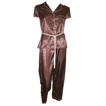 M&S Polka Dot Brown Satin Pyjamas