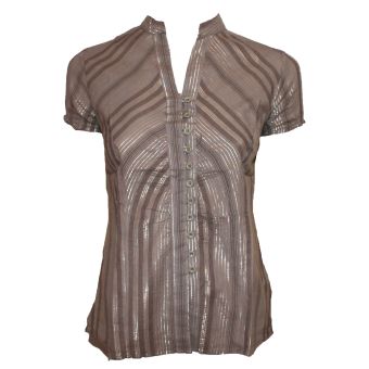 NEXT Grey & Silver Thread Smart Short Sleeve Fitted Blouse. Sizes 8.