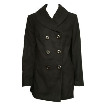 EWM Black Shawl Collar Double Breasted Winter Coat