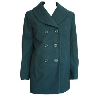 EWM Teal Shawl Collar Double Breasted Winter Coat