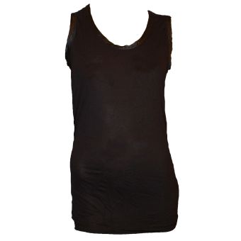 Miss Selfridge Black Raw Edged Satin Trim Long Sleeveless T-Shirt