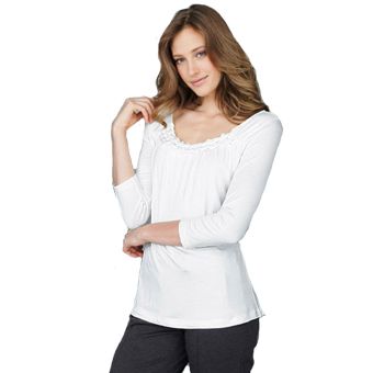 South Ivory Scoop Neck Plaited Detail 3/4 Sleeve Tunic Top. Size 20