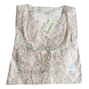 Slenderella Ditsy Floral Short Sleeve Lightweight Cotton Nightdress. Size 10-12