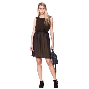 Definitions Black & Lime Pintuck Chiffon Dress. Size 10