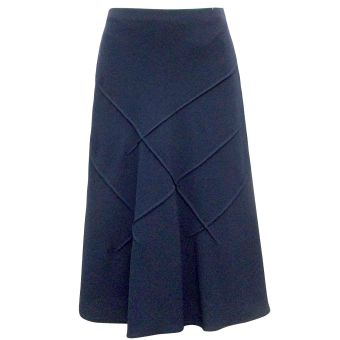 M&S Navy A-Line Crepe Pintuck Elasticated Waist Skirt