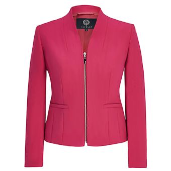 Viyella Collarless Fuchsia Pink Zip Through Jacket