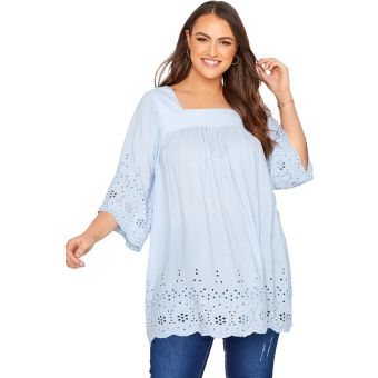 Yours Curve Square Neck Broderie Anglaise Milkmaid Top